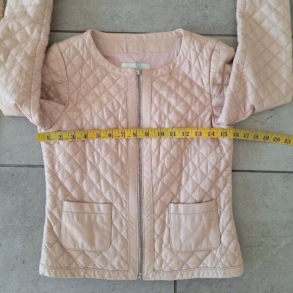 Hinge Quilted Leather Jacket  crem pink size xs‎ - Picture 7 of 7
